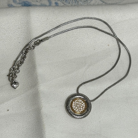 Brighton Sun Drop Necklace Two-tone Silver Plated Crystals 19" - Picture 5 of 9